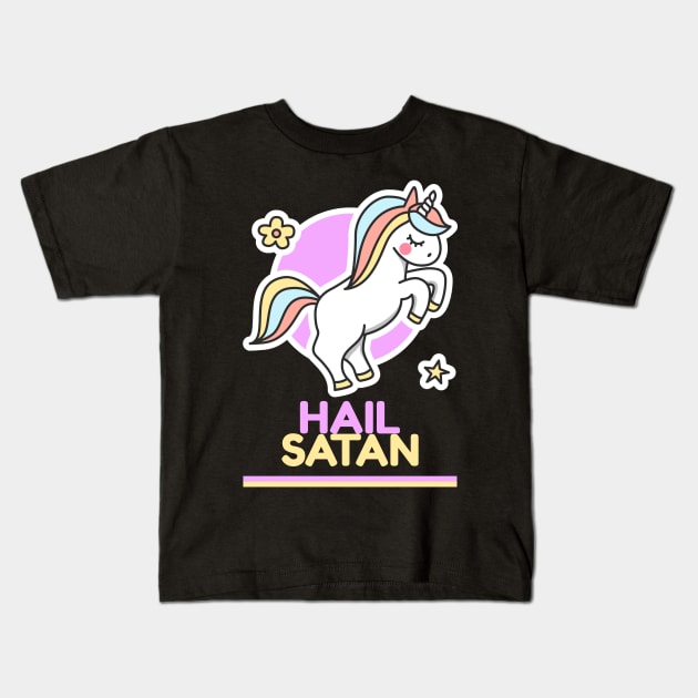 Cute Satanic Unicorn Kids T-Shirt by artpirate